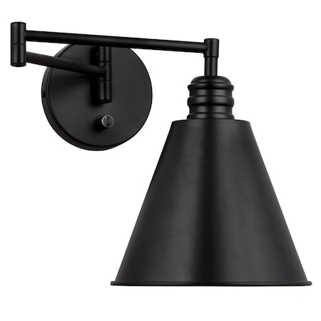 Westinghouse Fixture Wall 60W Trocadero Swing Arm, Matte Black Silver Int Shade 6125400